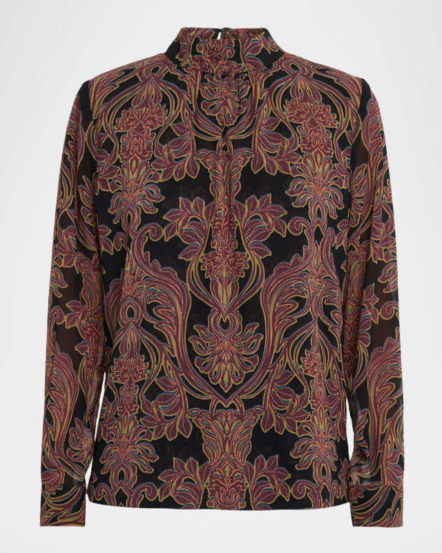 Studded Flora Annie Mock-Neck Blous